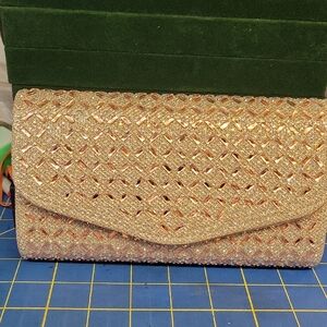 Elegant Gold Clutch Bag 8x4.5x2
